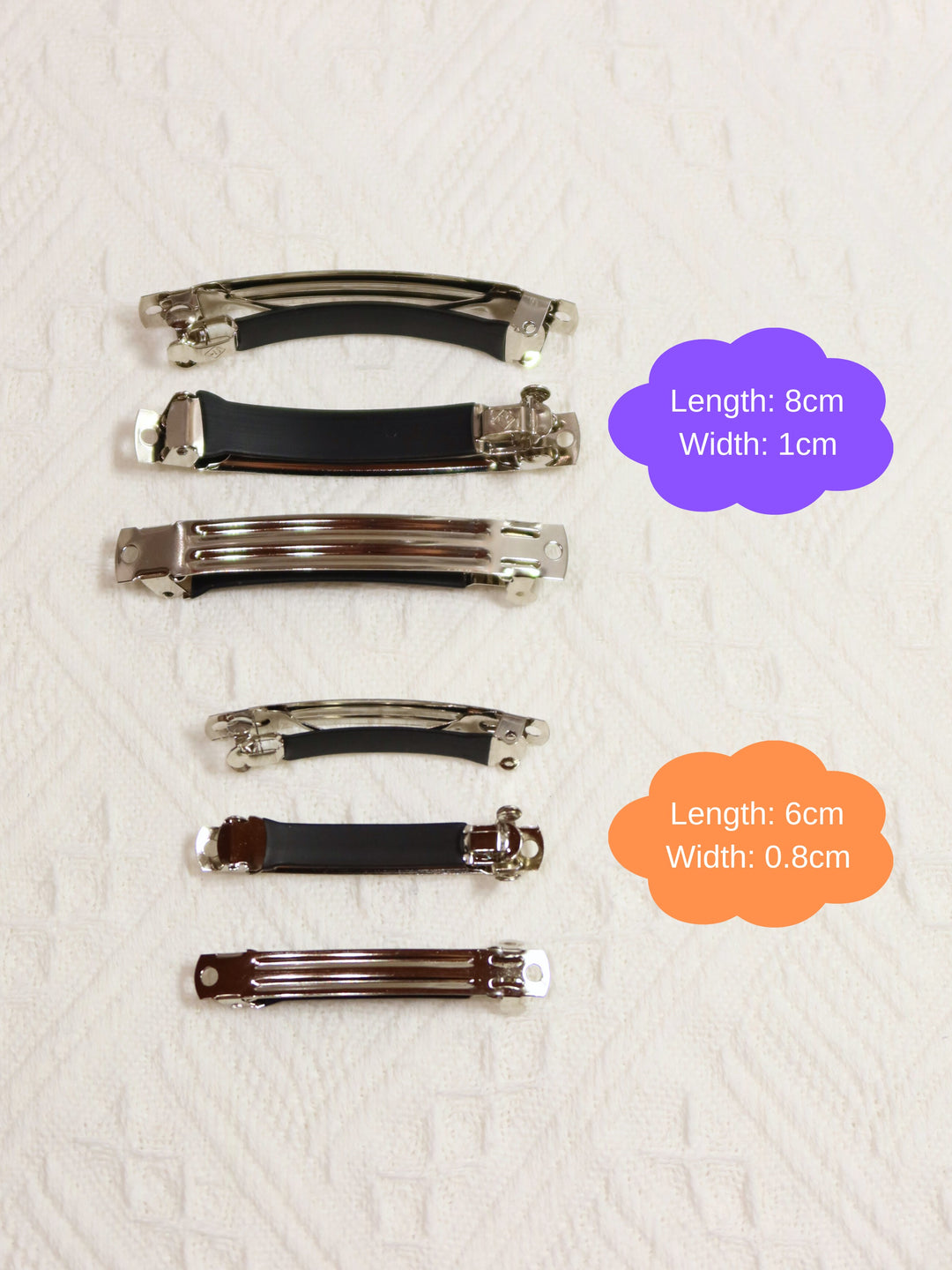 DIY Accessories | 5 Pcs | Korean French Barrette Hair Clips | 80mm | 60mm