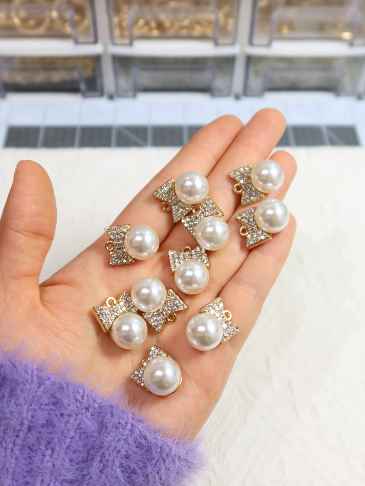 DIY Accessories | 6 Pcs | Bow-Shaped Rhinestones Pearls