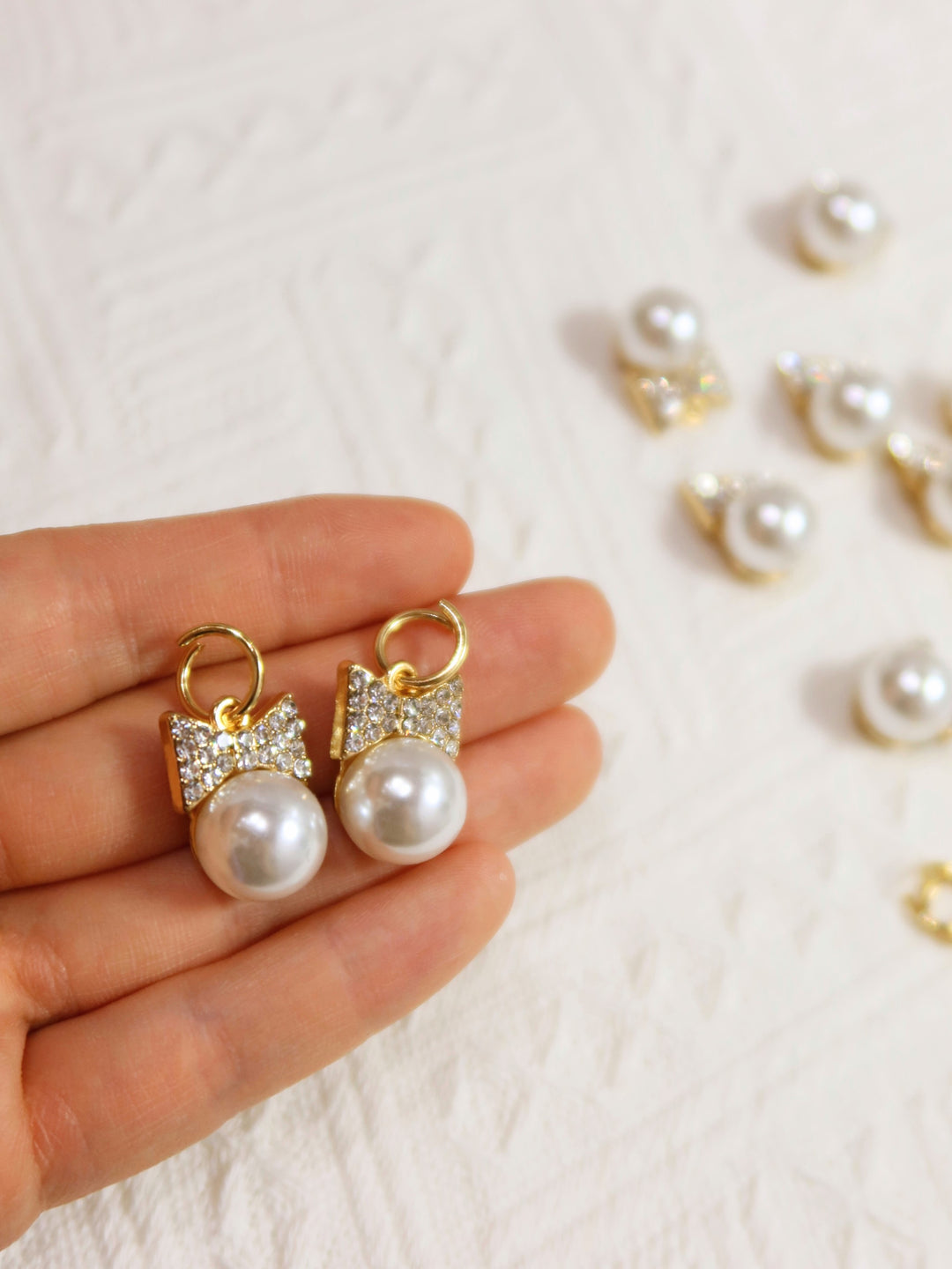 DIY Accessories | 6 Pcs | Bow-Shaped Rhinestones Pearls