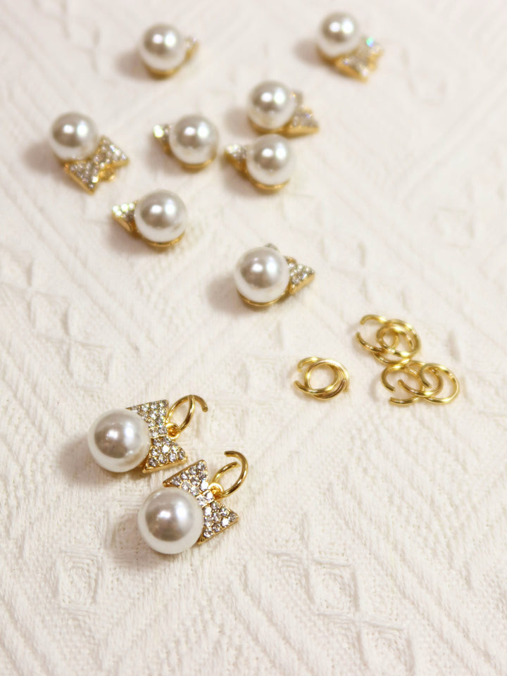 DIY Accessories | 6 Pcs | Bow-Shaped Rhinestones Pearls