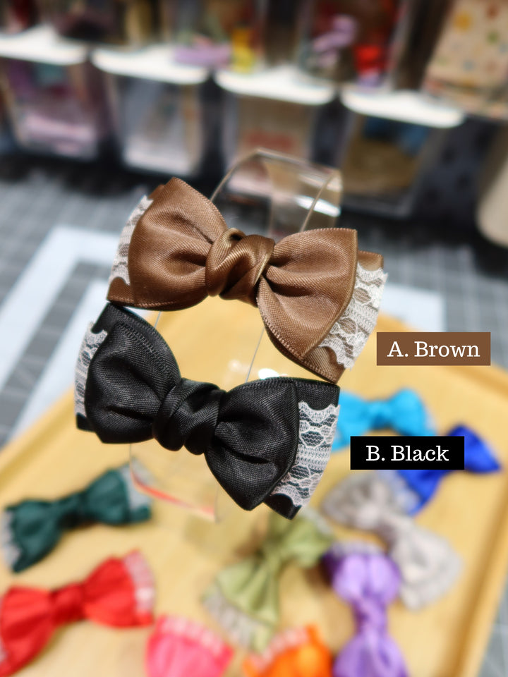 Mini Bow Hair Clips | Bright Colours | Satin Lace Bows