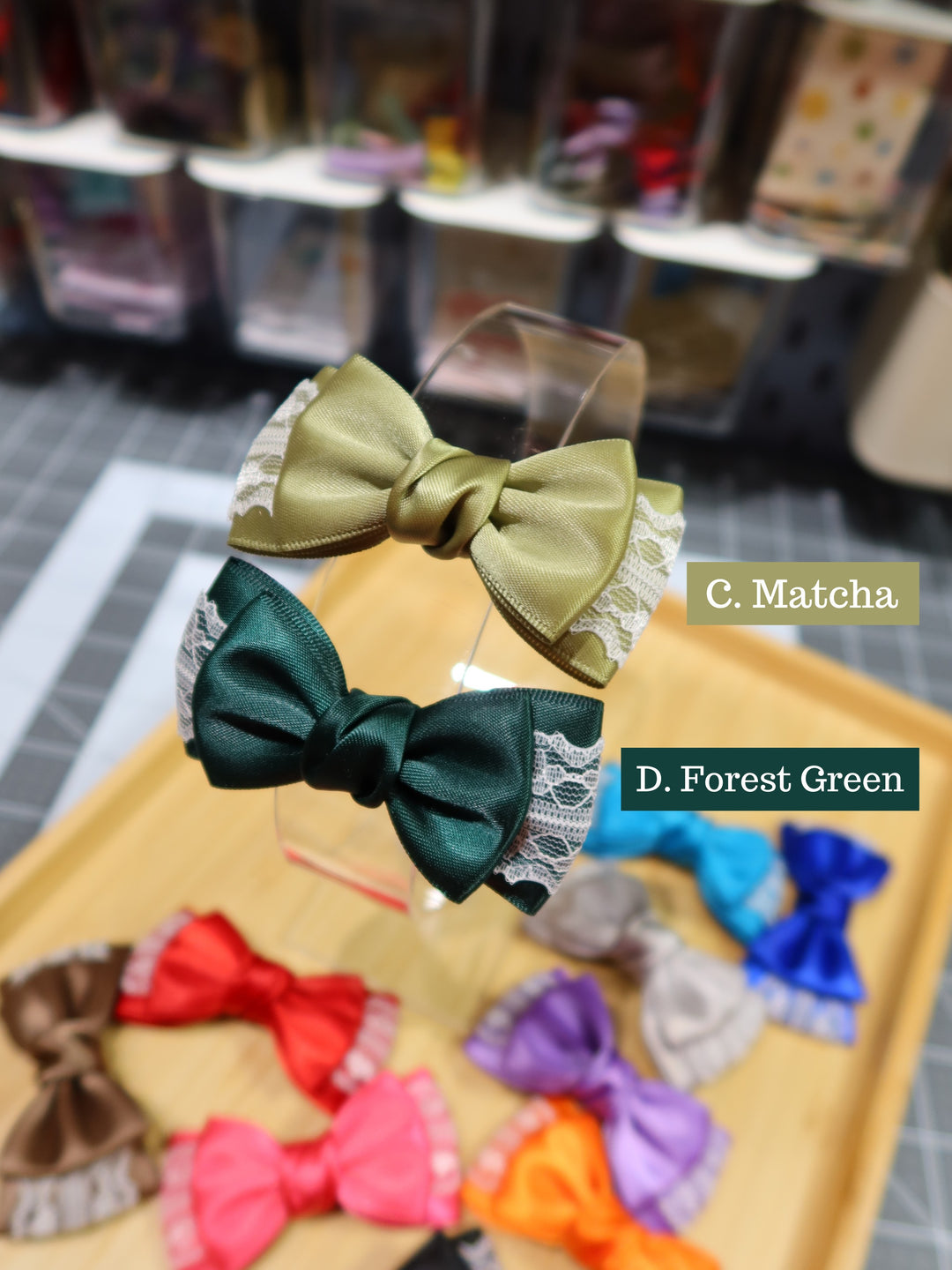 Mini Bow Hair Clips | Bright Colours | Satin Lace Bows