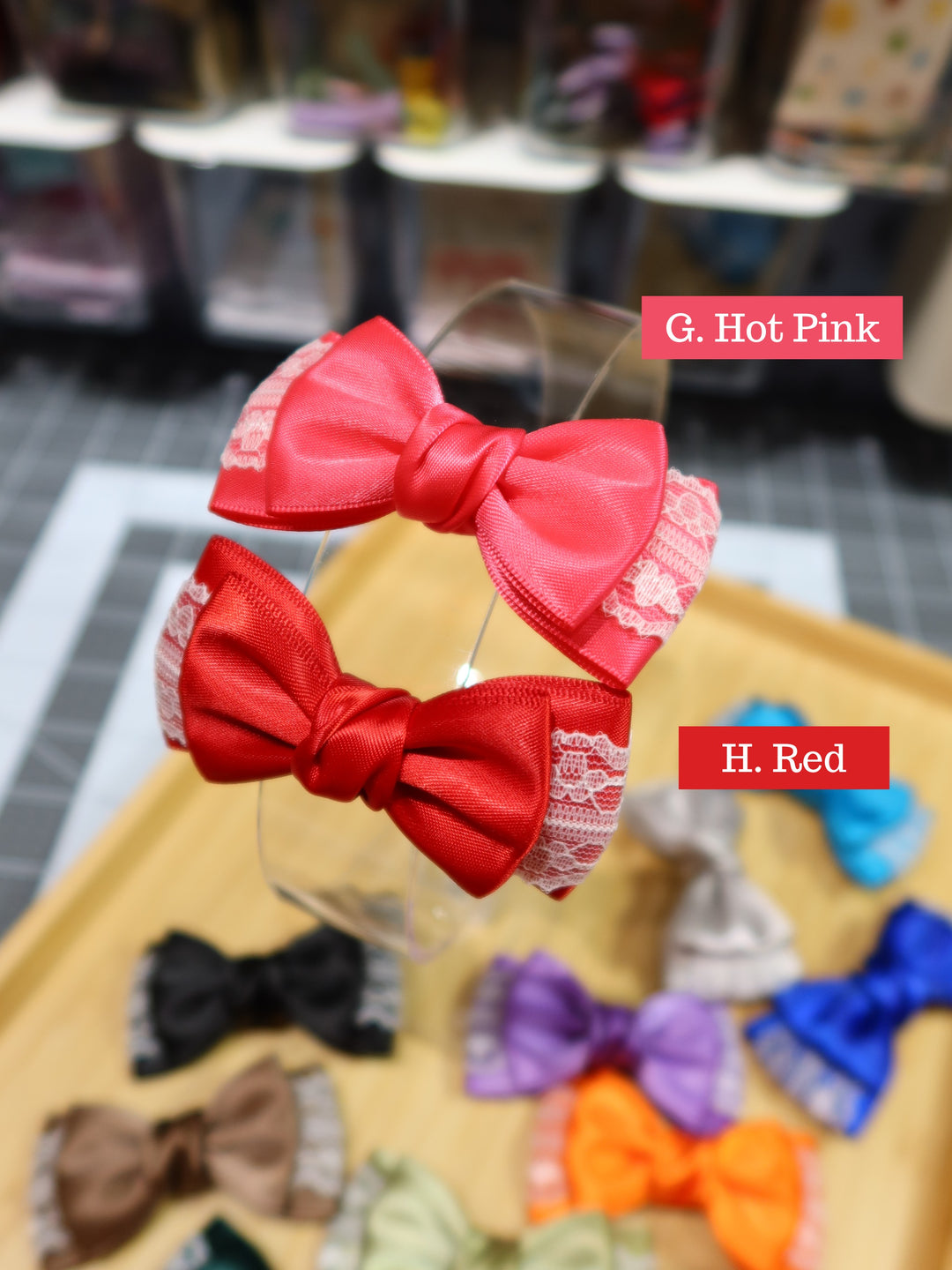 Mini Bow Hair Clips | Bright Colours | Satin Lace Bows