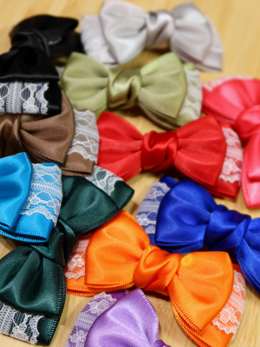 Mini Bow Hair Clips | Bright Colours | Satin Lace Bows