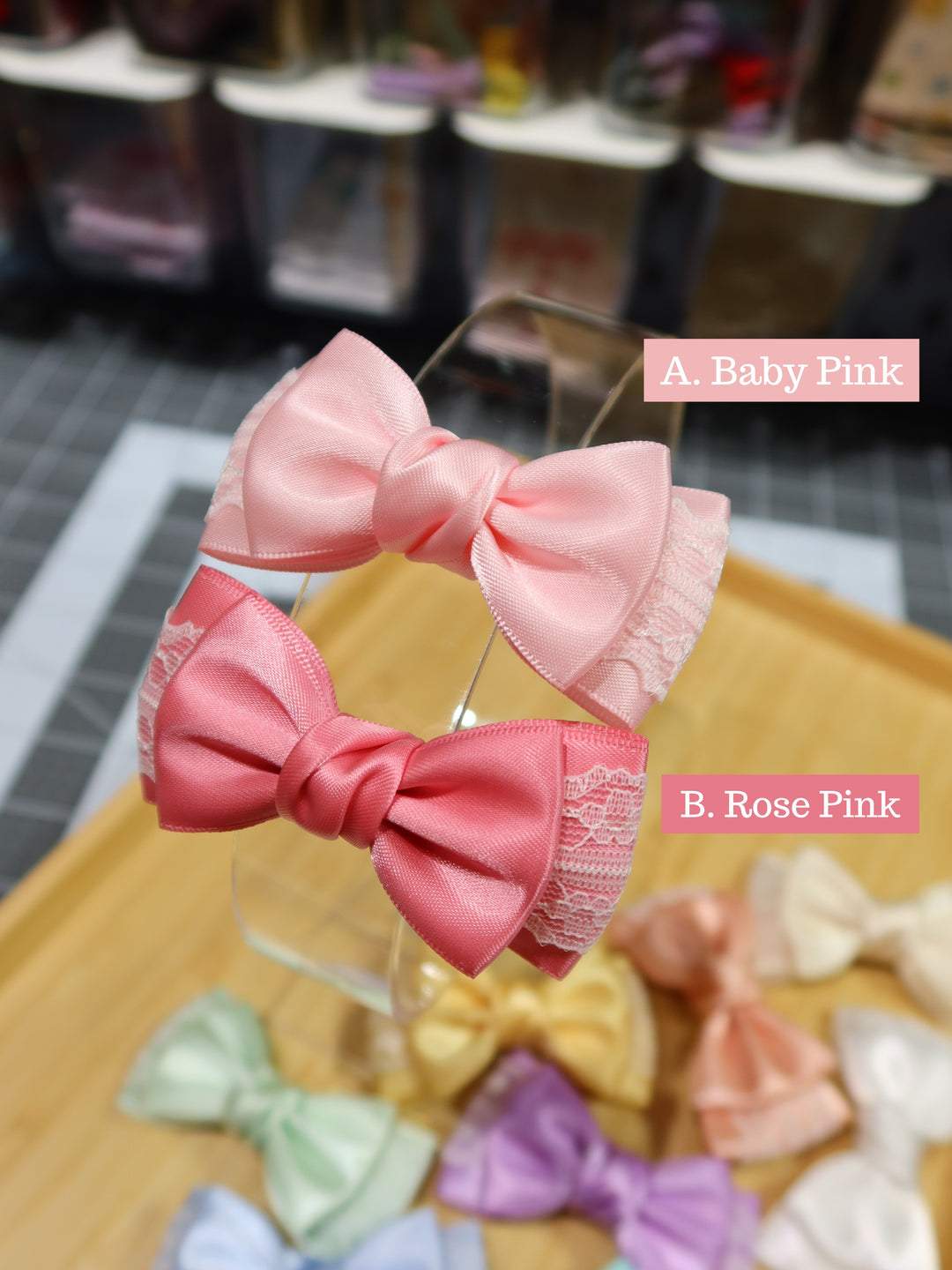 Mini Bow Hair Clips | Macaron Colours | Satin Lace Bows