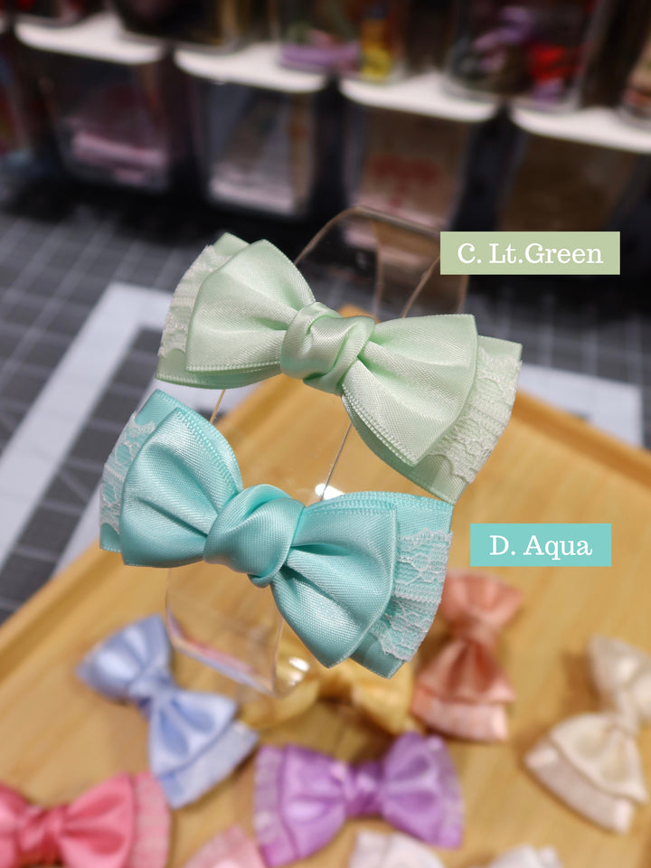 Mini Bow Hair Clips | Macaron Colours | Satin Lace Bows