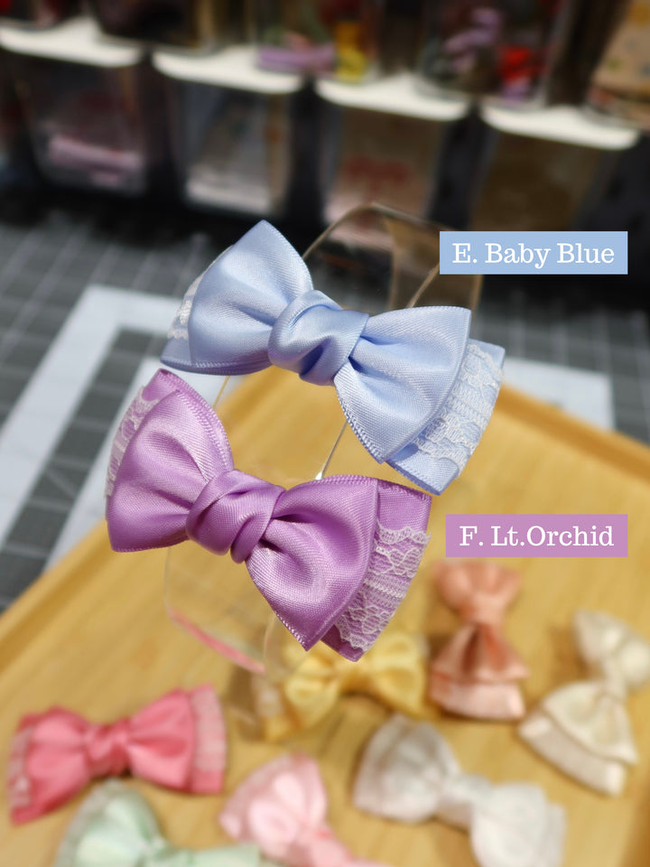 Mini Bow Hair Clips | Macaron Colours | Satin Lace Bows