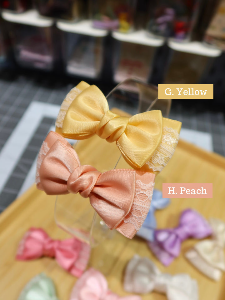 Mini Bow Hair Clips | Macaron Colours | Satin Lace Bows