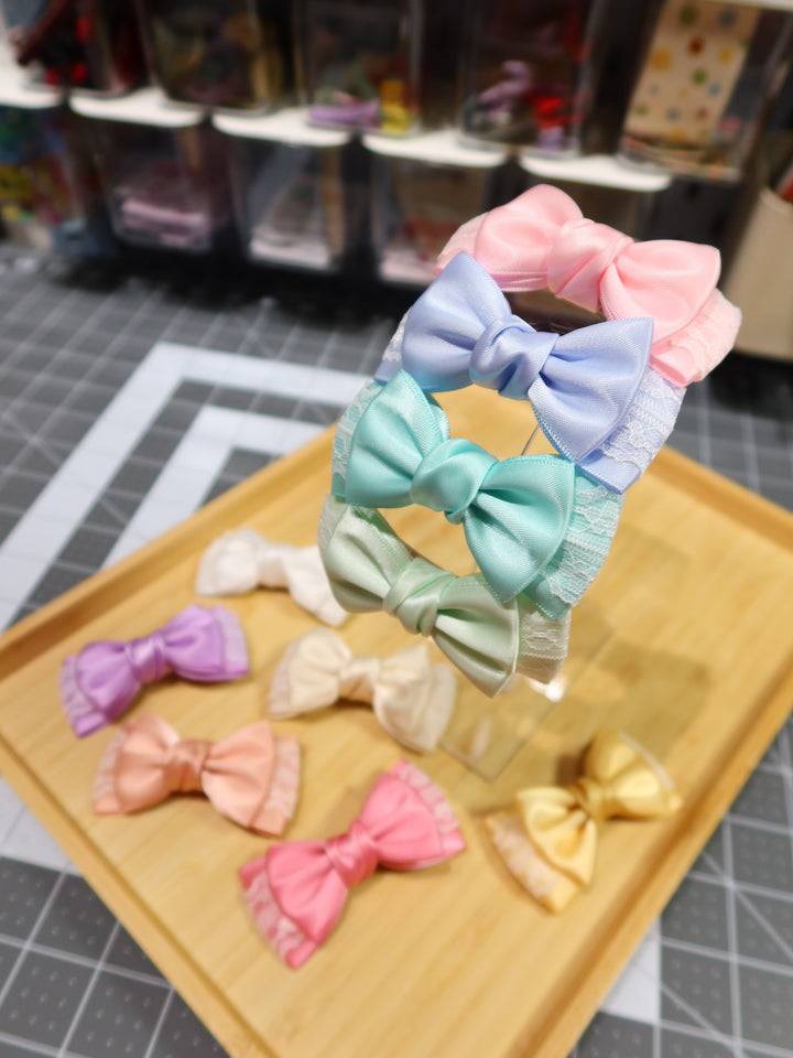 Mini Bow Hair Clips | Macaron Colours | Satin Lace Bows