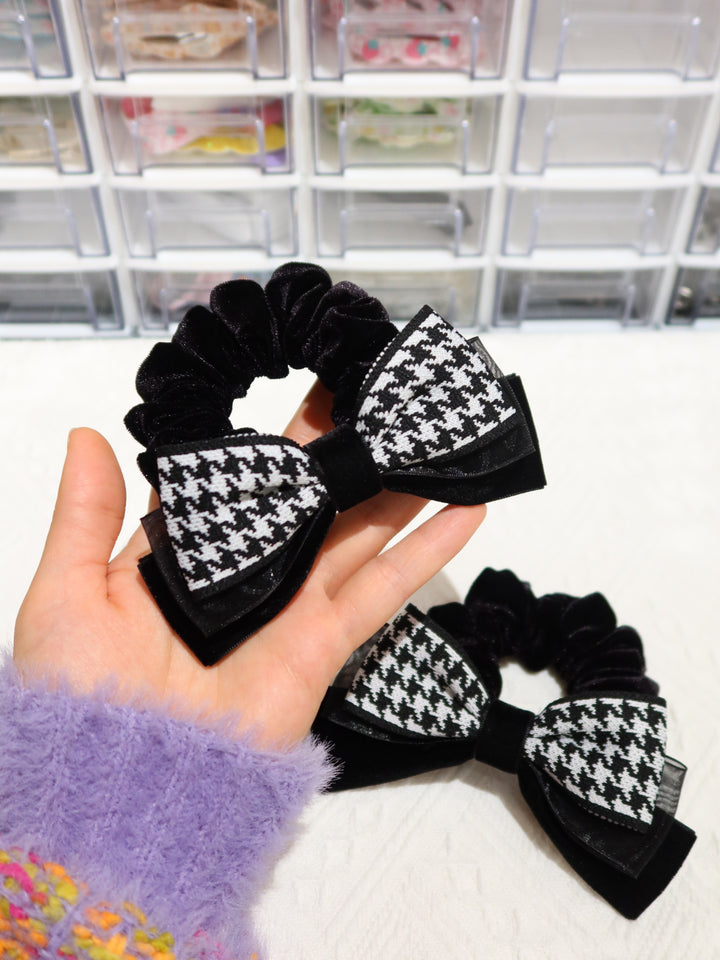 Scrunchies | Bows Scrunchies | Houndstooth Three-layer