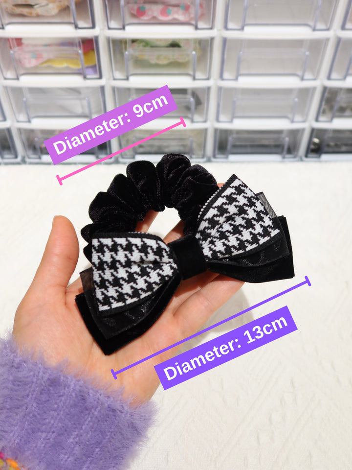 Scrunchies | Bows Scrunchies | Houndstooth Three-layer