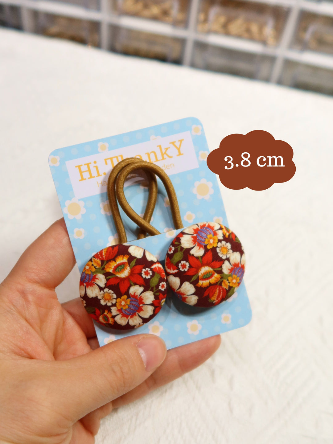 Button Hair Ties | Brown Flower