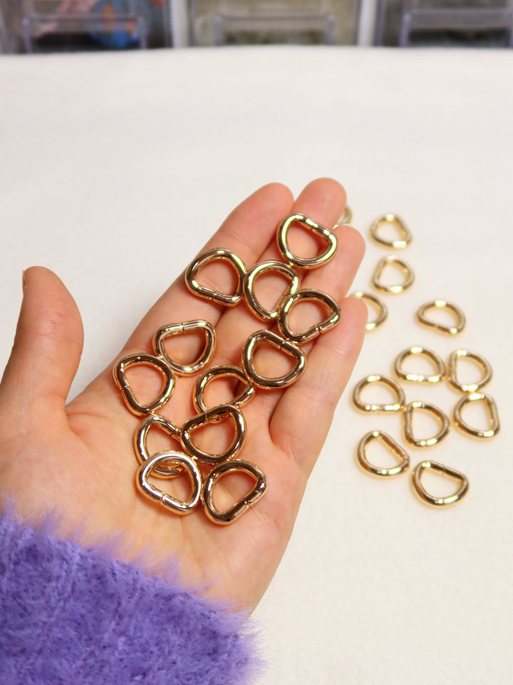 DIY Accessories | 5 Pcs | Light Gold Metal D-Ring | 13mm