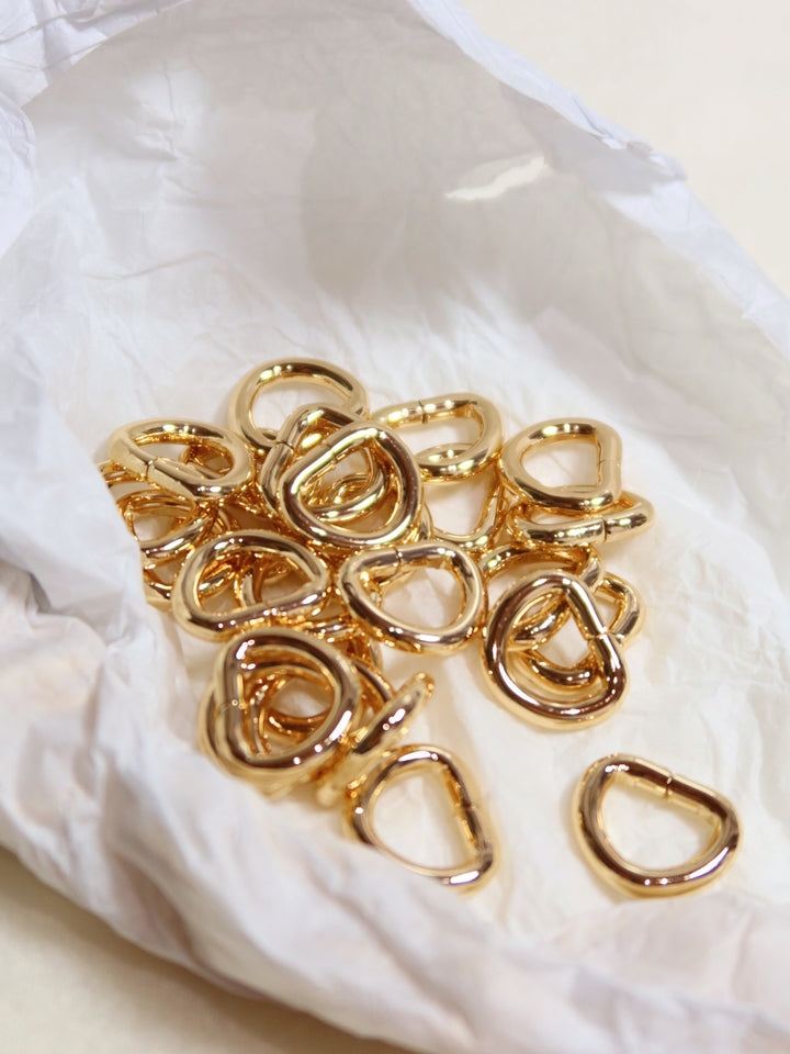 DIY Accessories | 5 Pcs | Light Gold Metal D-Ring | 13mm