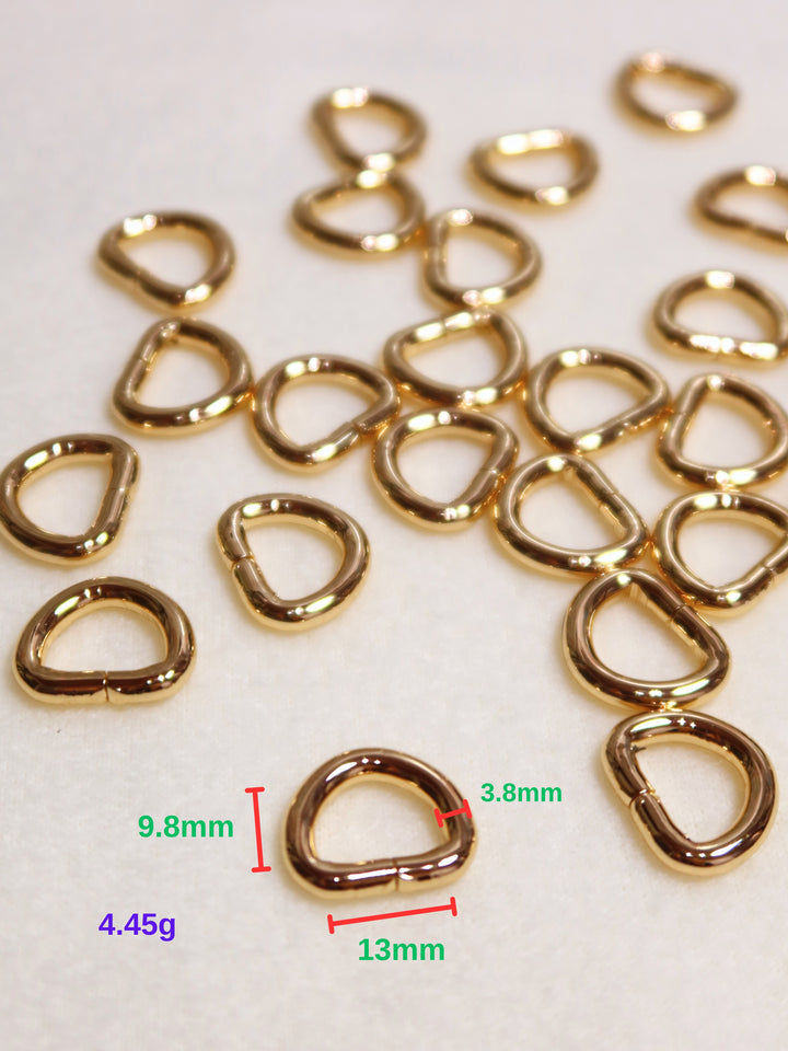 DIY Accessories | 5 Pcs | Light Gold Metal D-Ring | 13mm