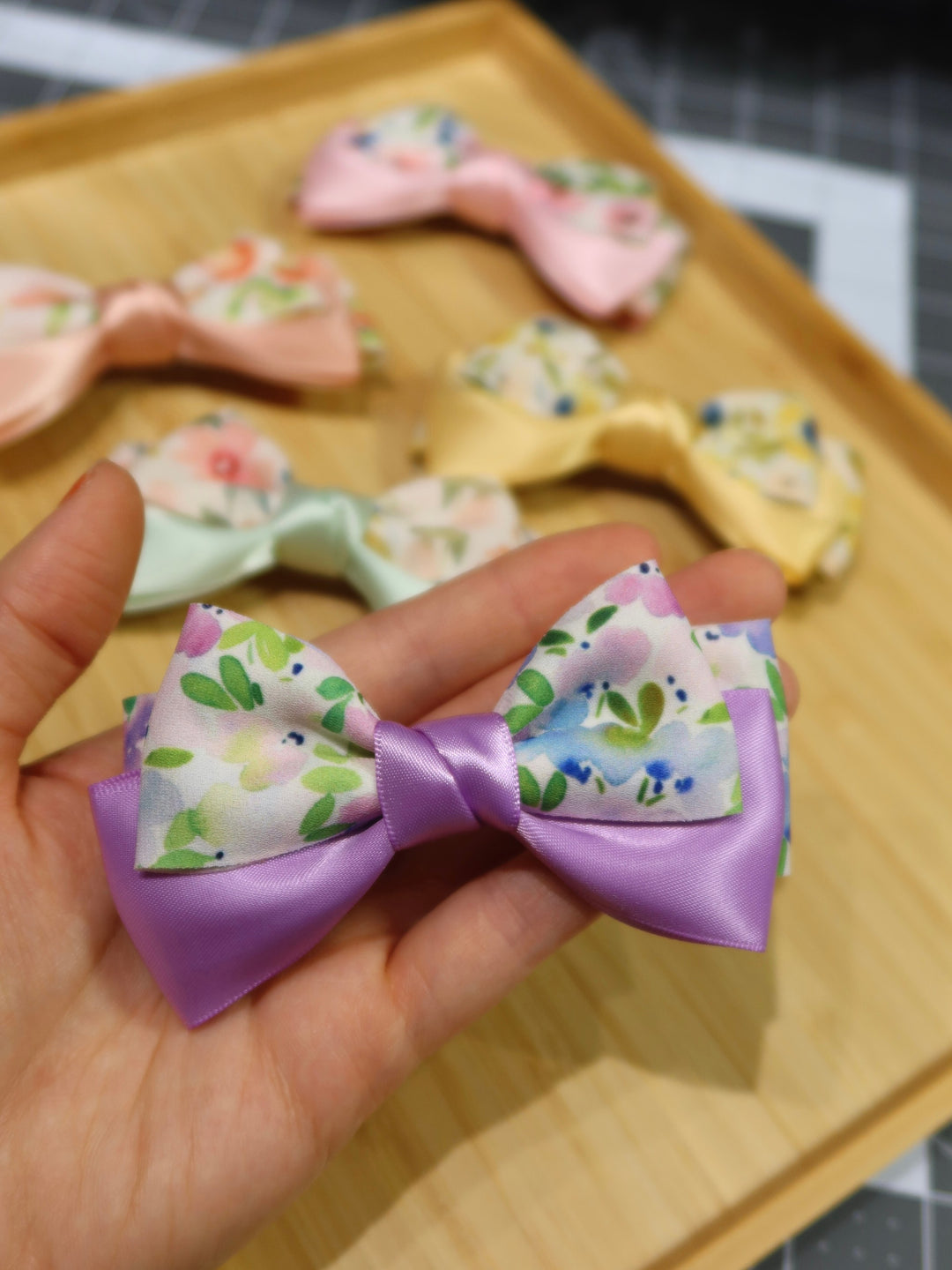 Medium Bow Hair Clips | Macaron Flowers Bows