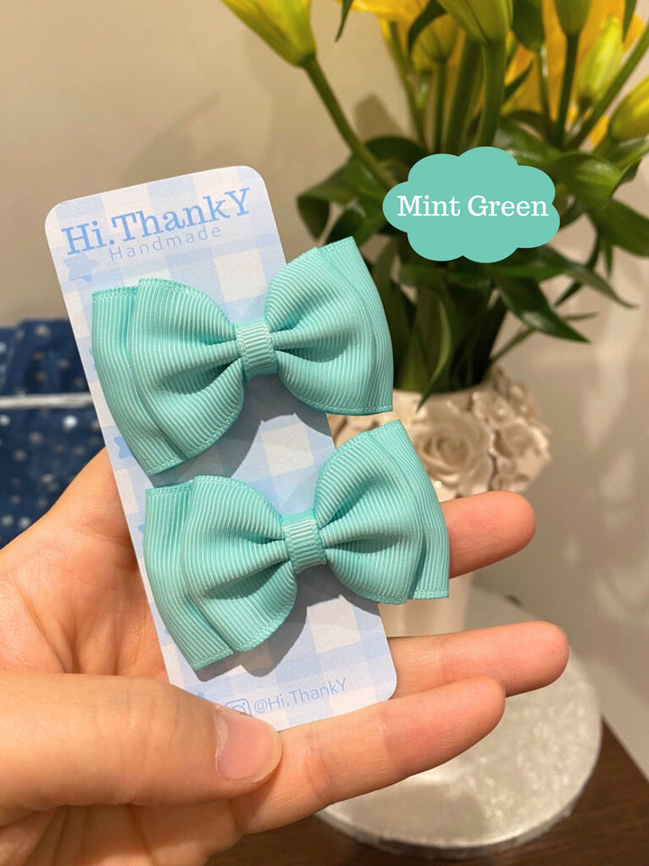 Mini Bow Hair Clips | Double Layer School Bows | Set of 2