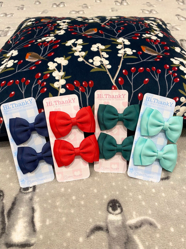 Mini Bow Hair Clips | Double Layer School Bows | Set of 2