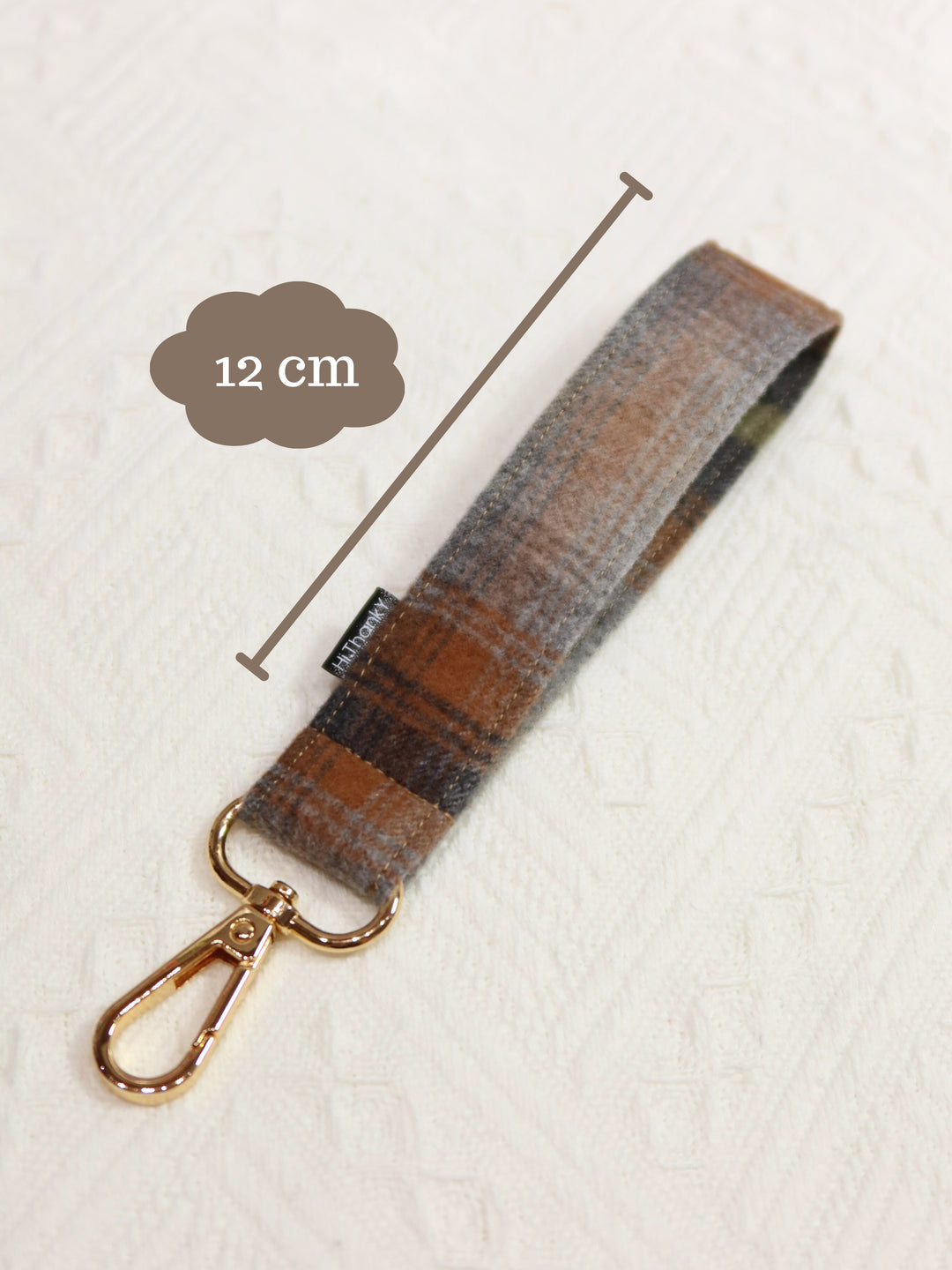 Wristlet Keychains | Brown Plaid Fabric Keychains