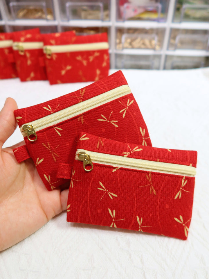 Mini Zipper Pouches | Red Dragonfly