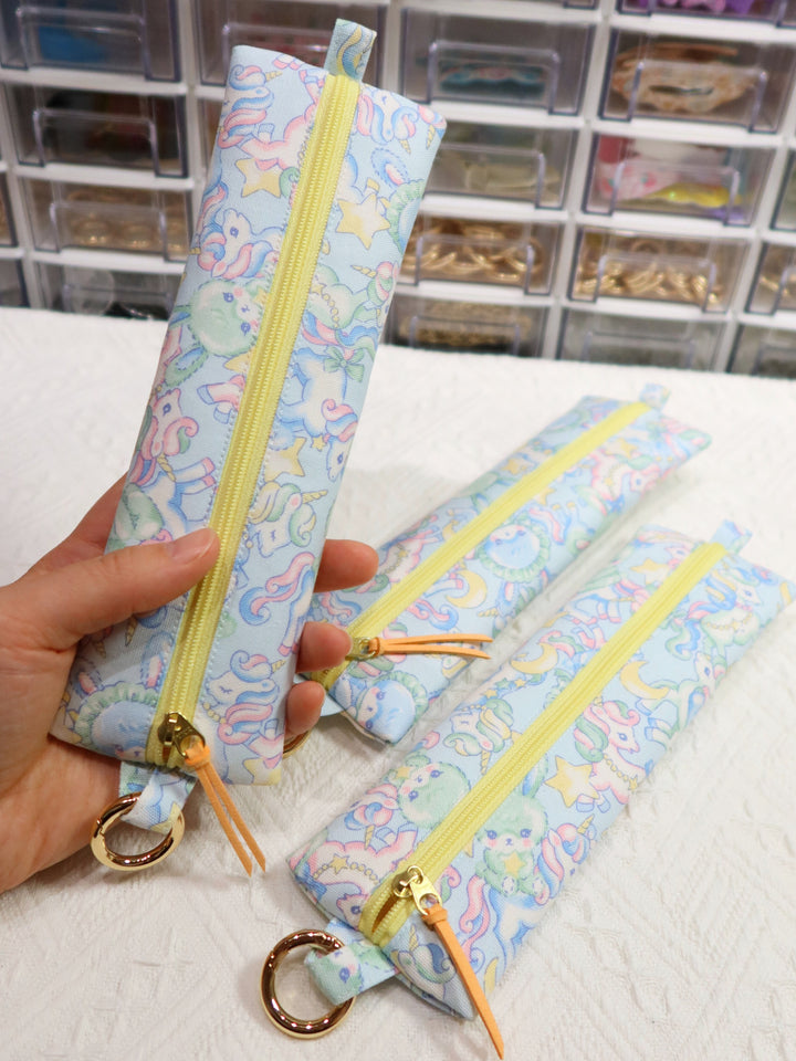 Flat Pencil Case | Sky Blue Galaxy Unicorn