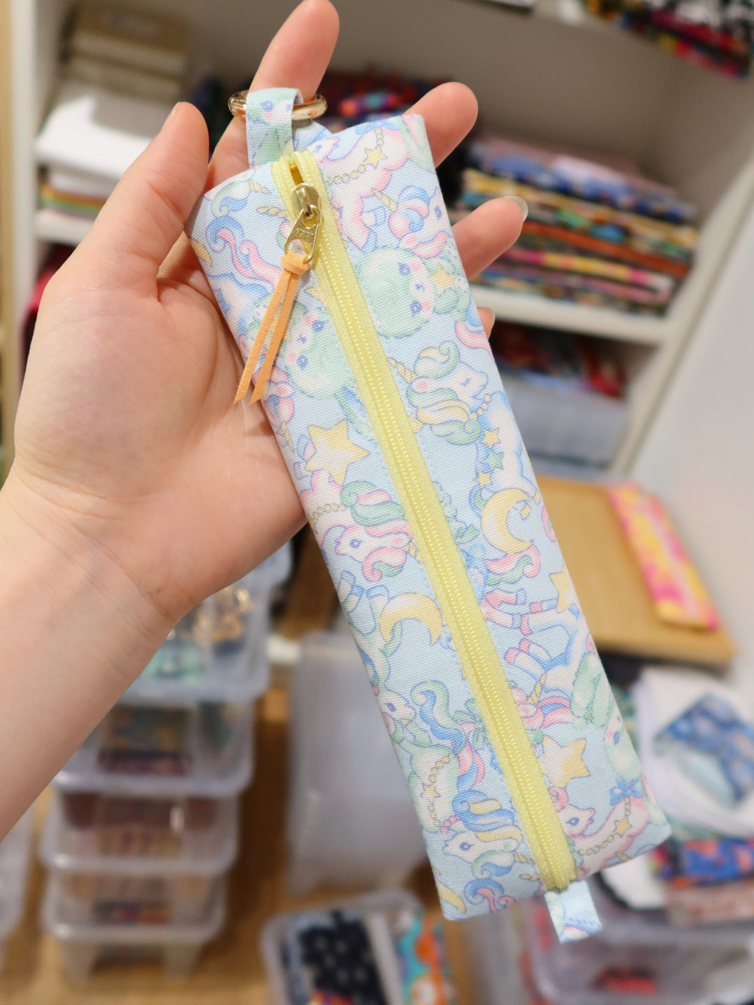 Flat Pencil Case | Sky Blue Galaxy Unicorn