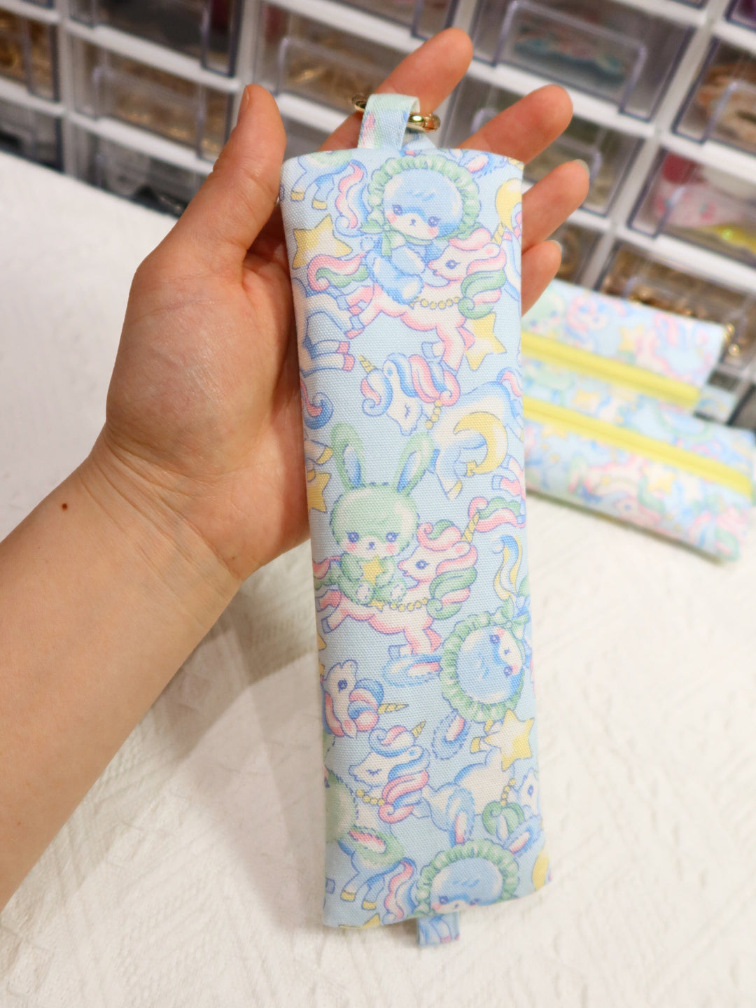 Flat Pencil Case | Sky Blue Galaxy Unicorn