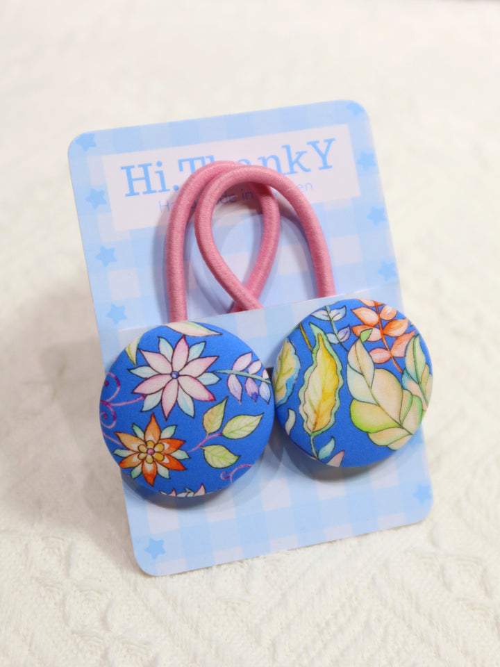 Button Hair Ties | Spring Blue