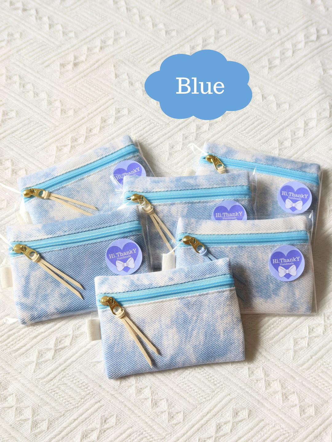 Mini Zipper Pouches | Tie-Dyed Denim Blue and Green