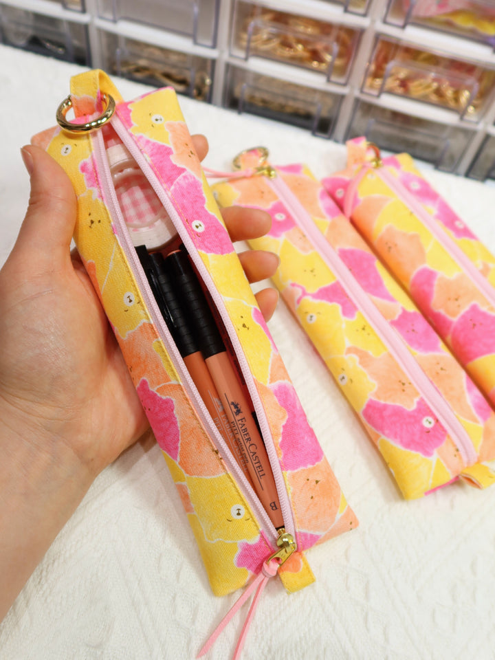 Flat Pencil Case | Yellow Pink Bear