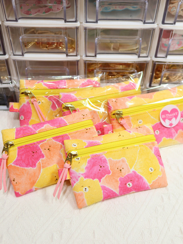 Mini Zipper Pouches | Yellow Pink Bear