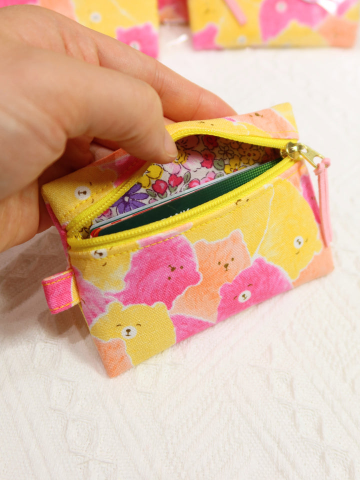 Mini Zipper Pouches | Yellow Pink Bear