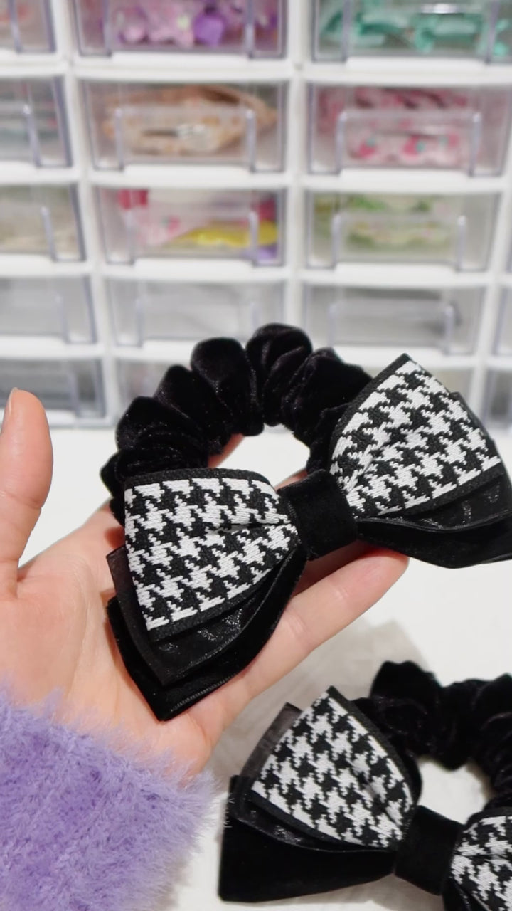 Scrunchies | Bows Scrunchies | Houndstooth Three-layer