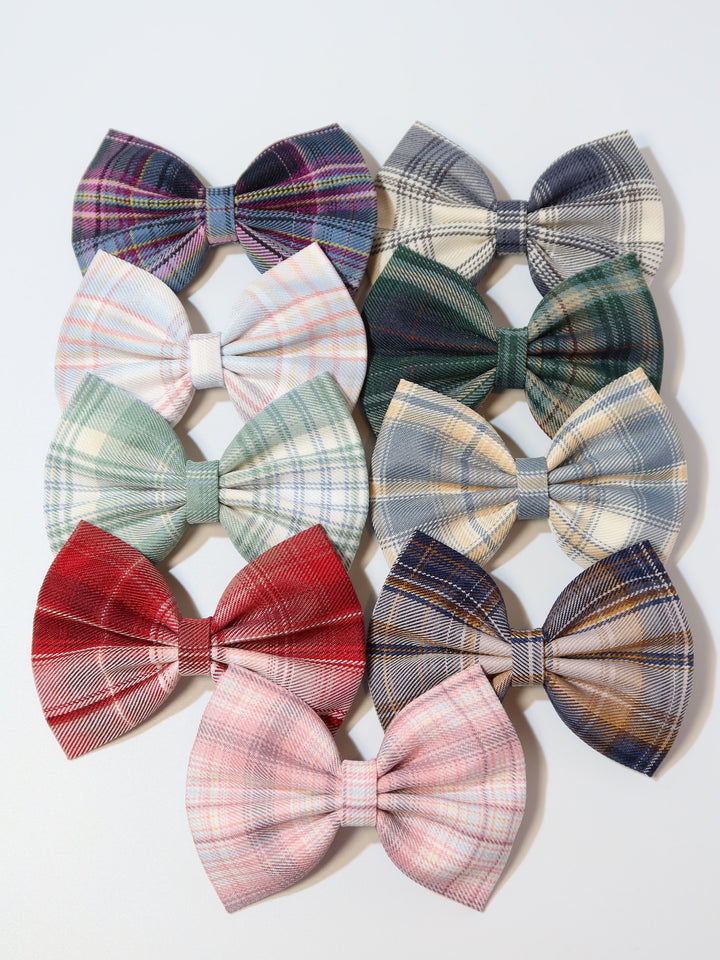 Medium Bow Hair Clips | School Uniform Plaid