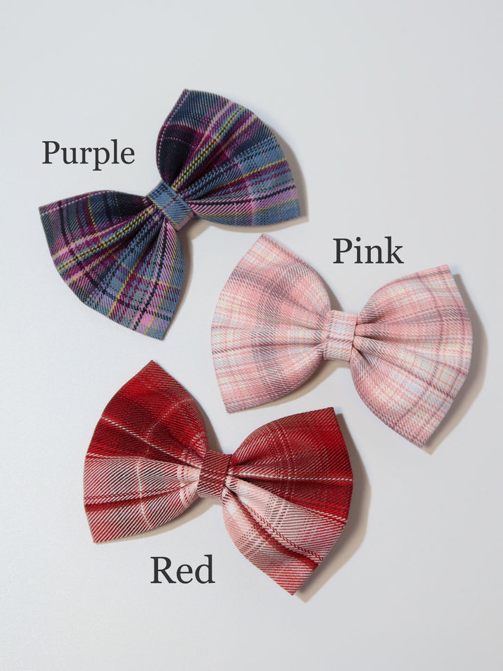 Medium Bow Hair Clips | School Uniform Plaid