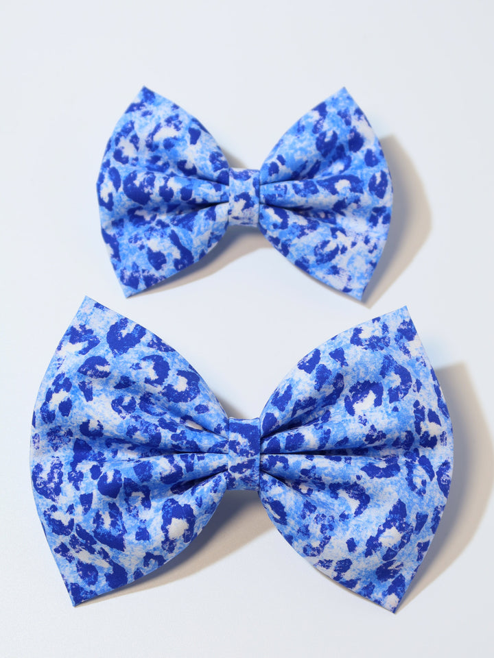 Classic Fabric Bows | Blue Leopard